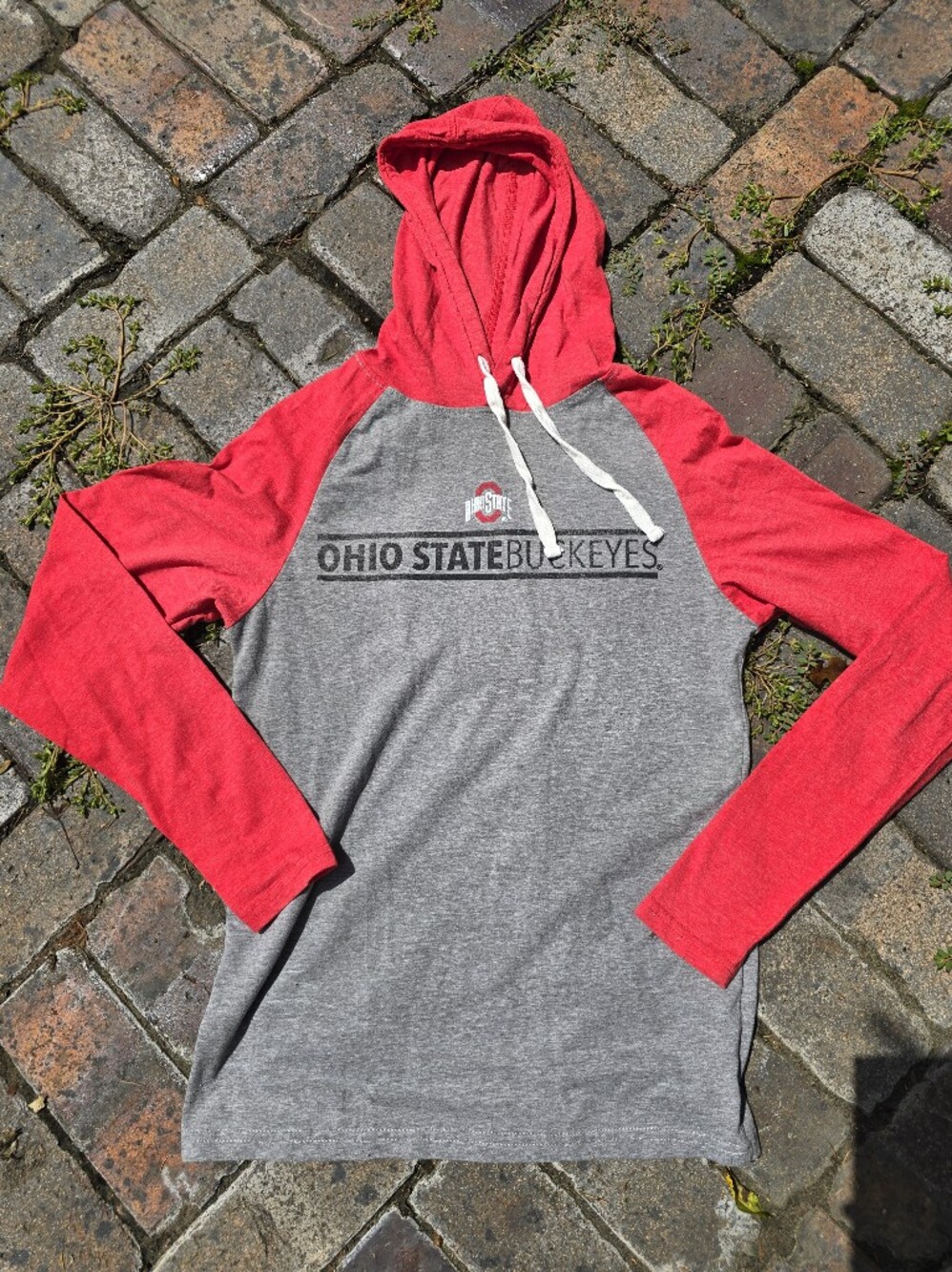 The Ohio State Buckeyes Gray & Red Crewneck Hoodie Tee OSU Game Day College